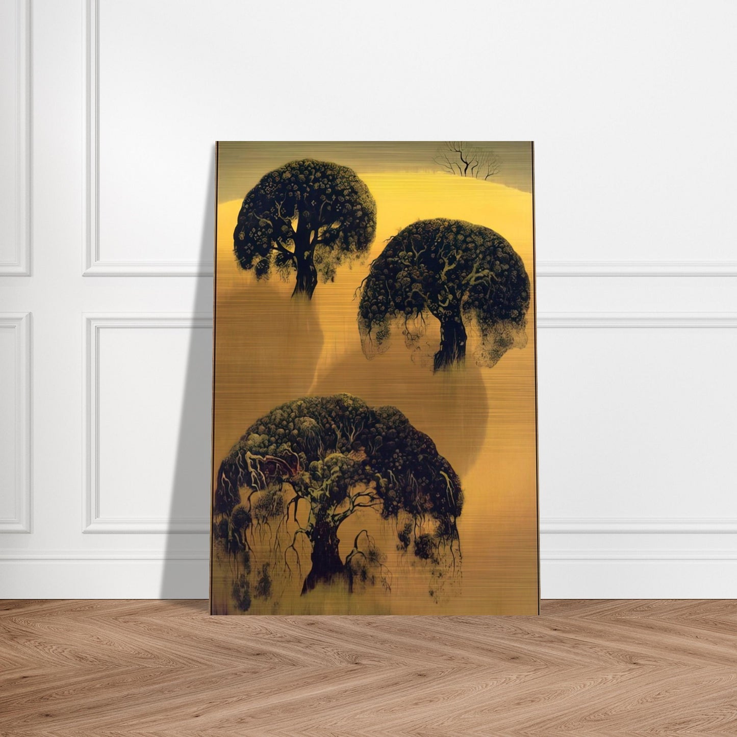 Three Oaks - Eyvind Earle Brushed Aluminum Print - 70x100 cm / 28x40 inches | Eyvind Earle Aluminum Print | Eyvind Earle Prints
