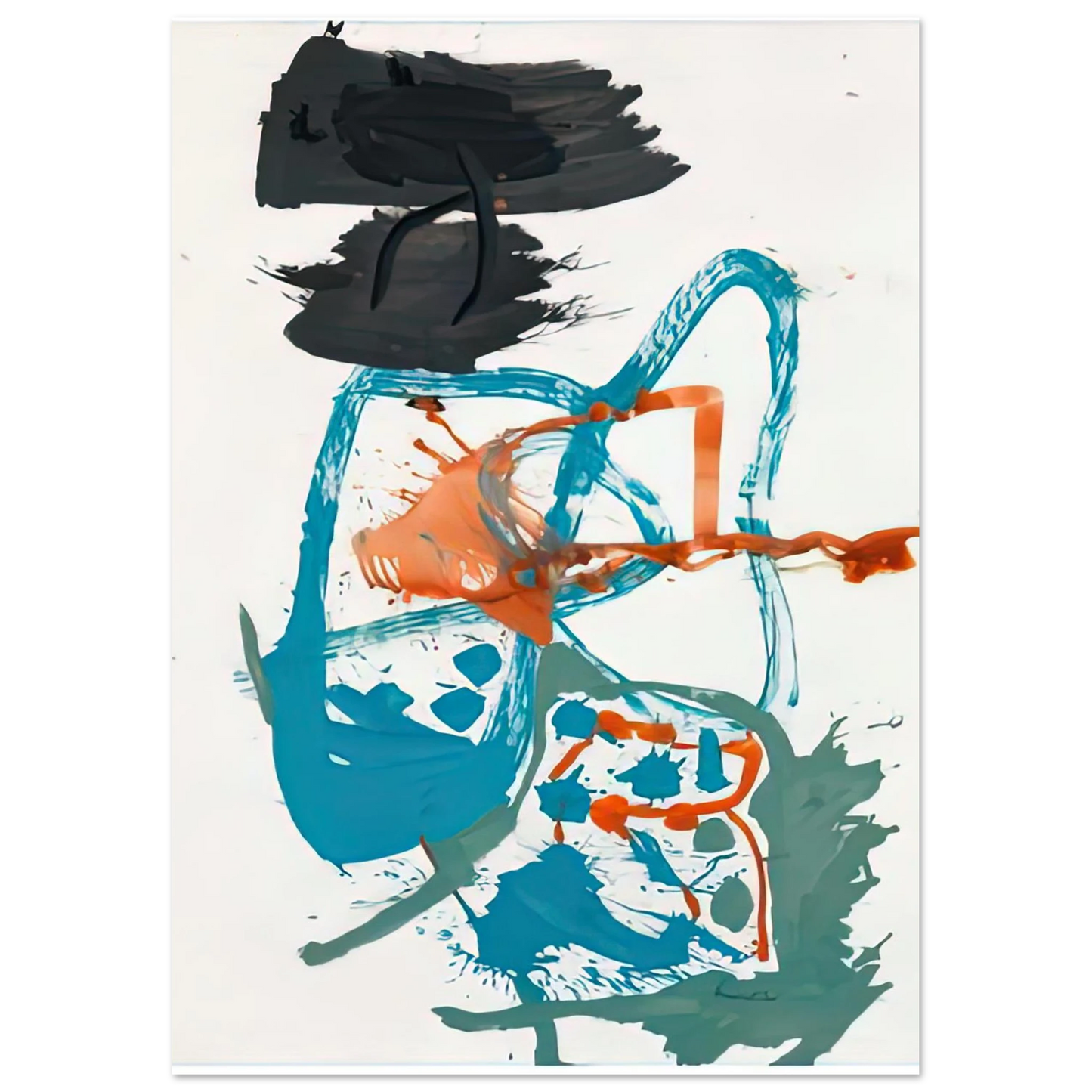 Helen Frankenthaler - Winter Figure with Black Overhead, 1959- Wall Art - 21x29.7 cm / 8x12" - Premium Wooden Framed Poster With Fine Art Paper-canvas - Wood frame