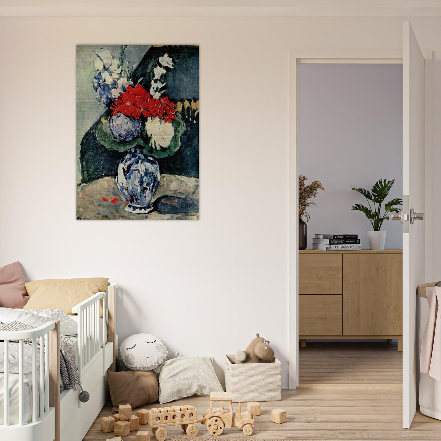 Still life, Delft vase with flowers - Paul Cézanne Brushed Aluminum Print - 70x100 cm / 28x40 inches | Paul Cézanne Aluminum Print | Paul Cézanne Prints