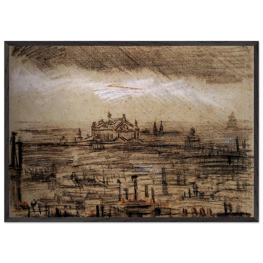 A View of Paris with the Op - Vincent van Gogh 70x100 cm / 28x40 inches Framed Art Print – Black Wooden Frame
