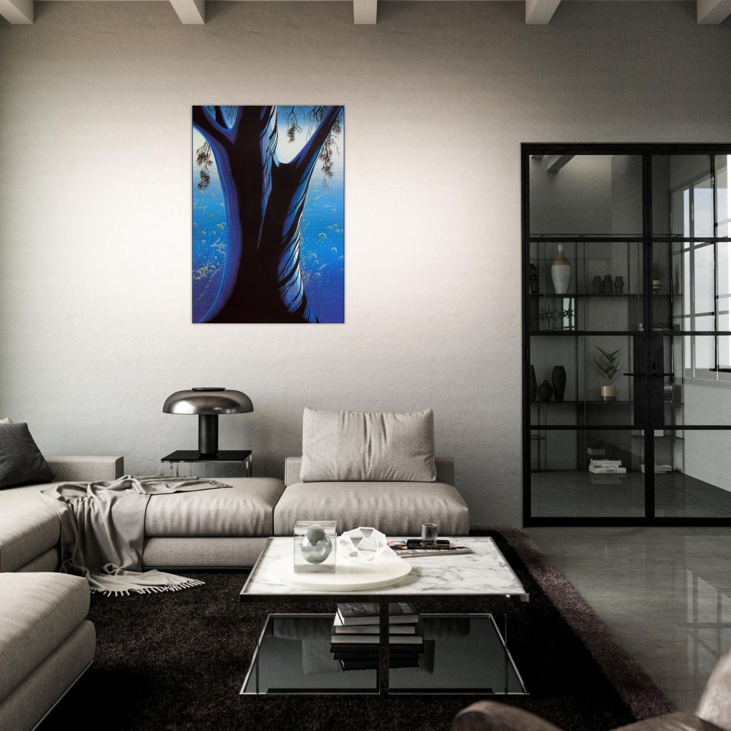 Blue Pine - Eyvind Earle Brushed Aluminum Print - 70x100 cm / 28x40 inches | Eyvind Earle Aluminum Print | Eyvind Earle Prints