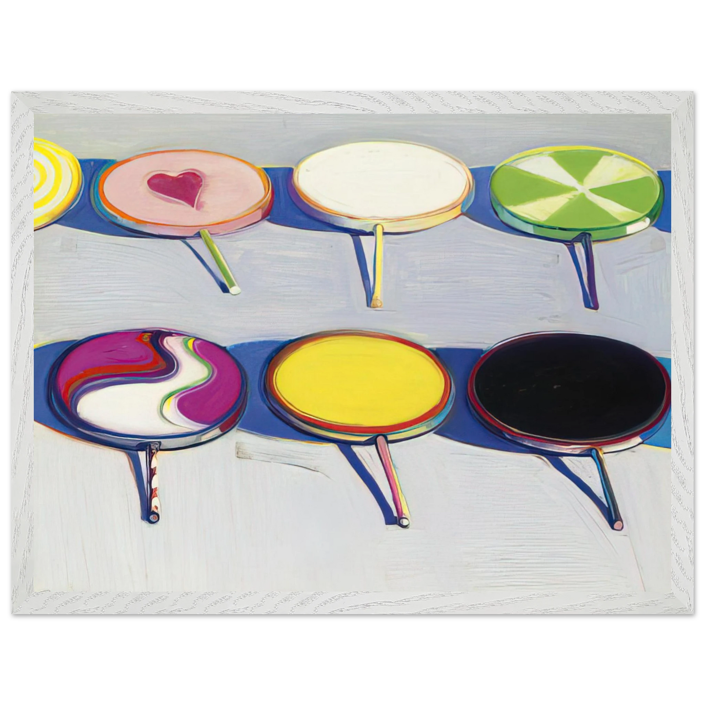 Wayne Thiebaud - Seven Suckers - 1970 Wall Art - 30x40 cm / 12x16 inches - Premium Wooden Framed Poster With Fine Art Paper-canvas - Wood frame