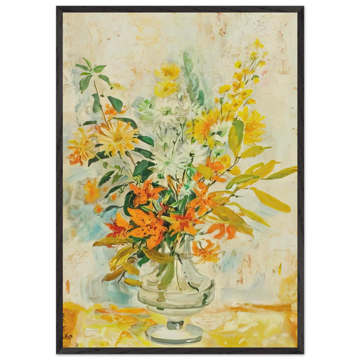 Yellow Lilies - Post-Impressionism - Le Pho 70x100 cm / 28x40 inches Framed Art Print – Black Wooden Frame