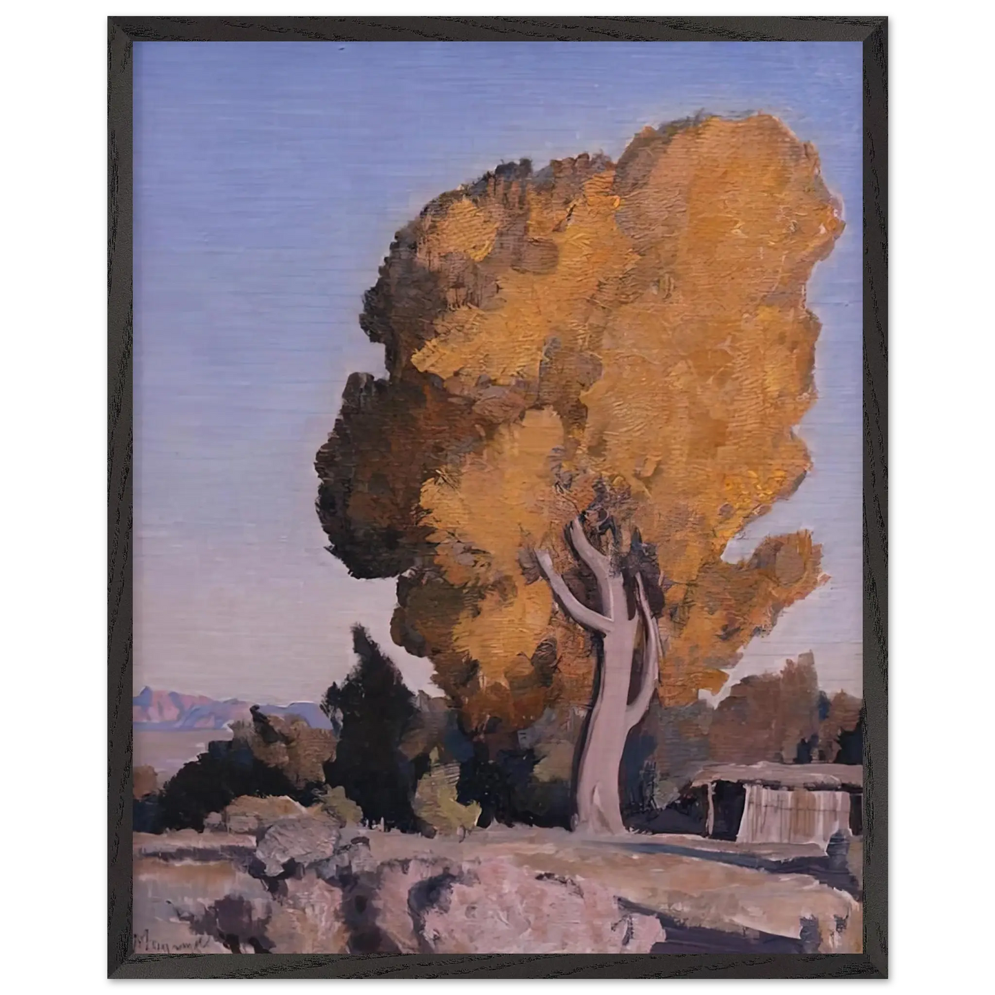 Maynard Dixon - LOW COUNTRY COTTONWOOD 1940 Wall art - 15x20 cm / 6x8 Inches - Premium Wooden Framed Poster With Fine Art Paper - Wood frame