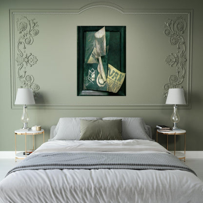 Glass and newspaper - Pablo Picasso Brushed Aluminum Print - 70x100 cm / 28x40 inches | Pablo Picasso Aluminum Print | Pablo Picasso Prints