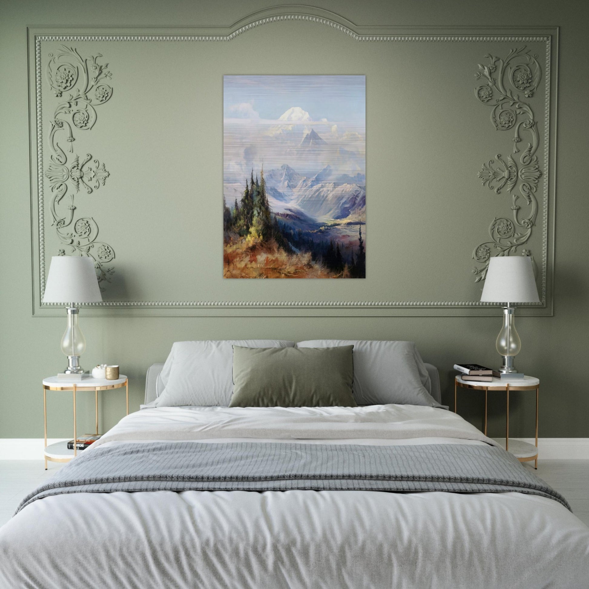 Mount McKinley in Mist - Romanticism - Sydney Laurence Brushed Aluminum Print - 70x100 cm / 28x40 inches | Sydney Laurence Aluminum Print | Sydney Laurence Prints