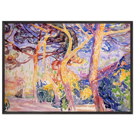 Under the Pines - Henri-Edmond Cross 70x100 cm / 28x40 inches Framed Art Print – Black Wooden Frame