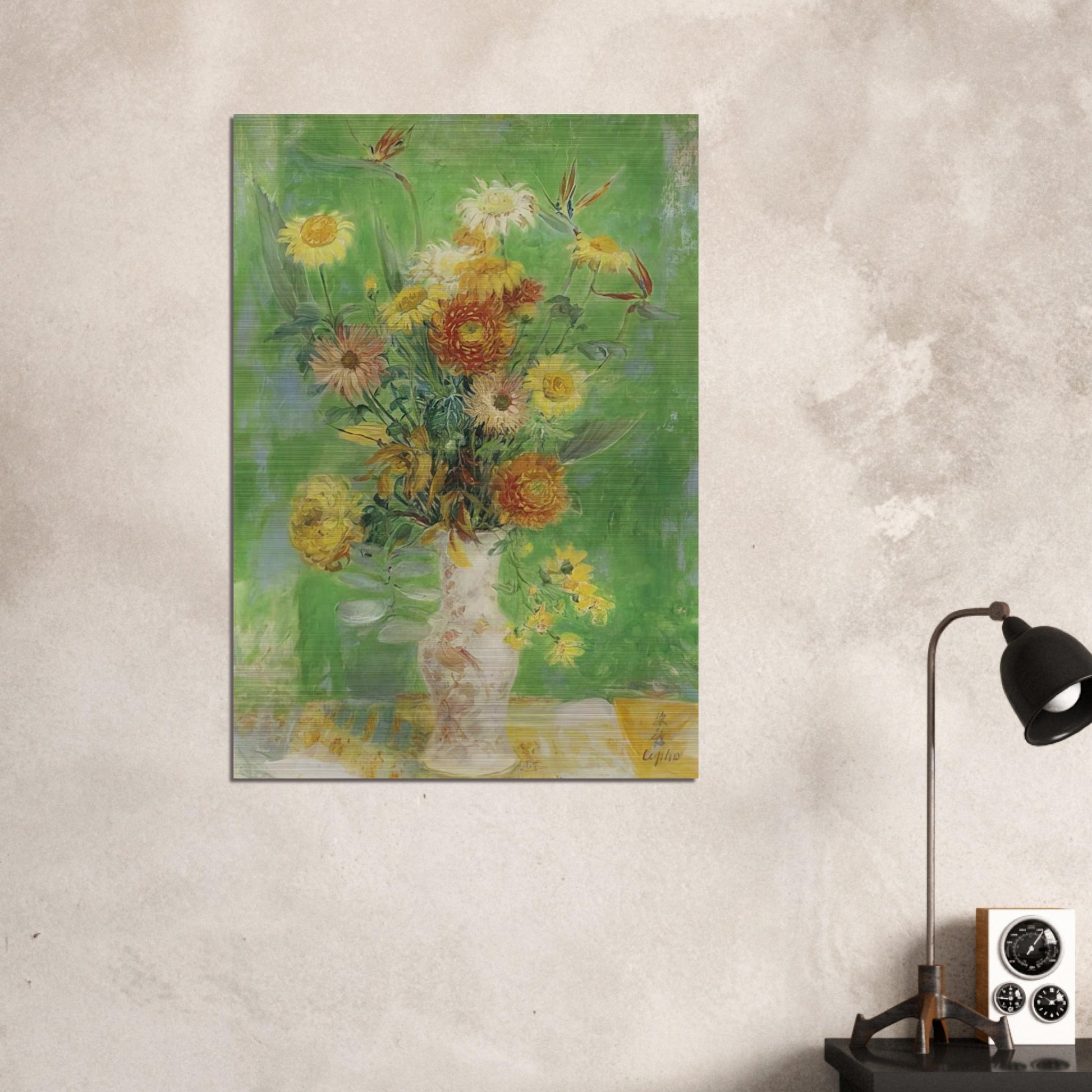 Chrysanthemums and Sunflowers - Post-Impressionism - Le Pho Brushed Aluminum Print - 70x100 cm / 28x40 inches | Le Pho Aluminum Print | Le Pho Prints