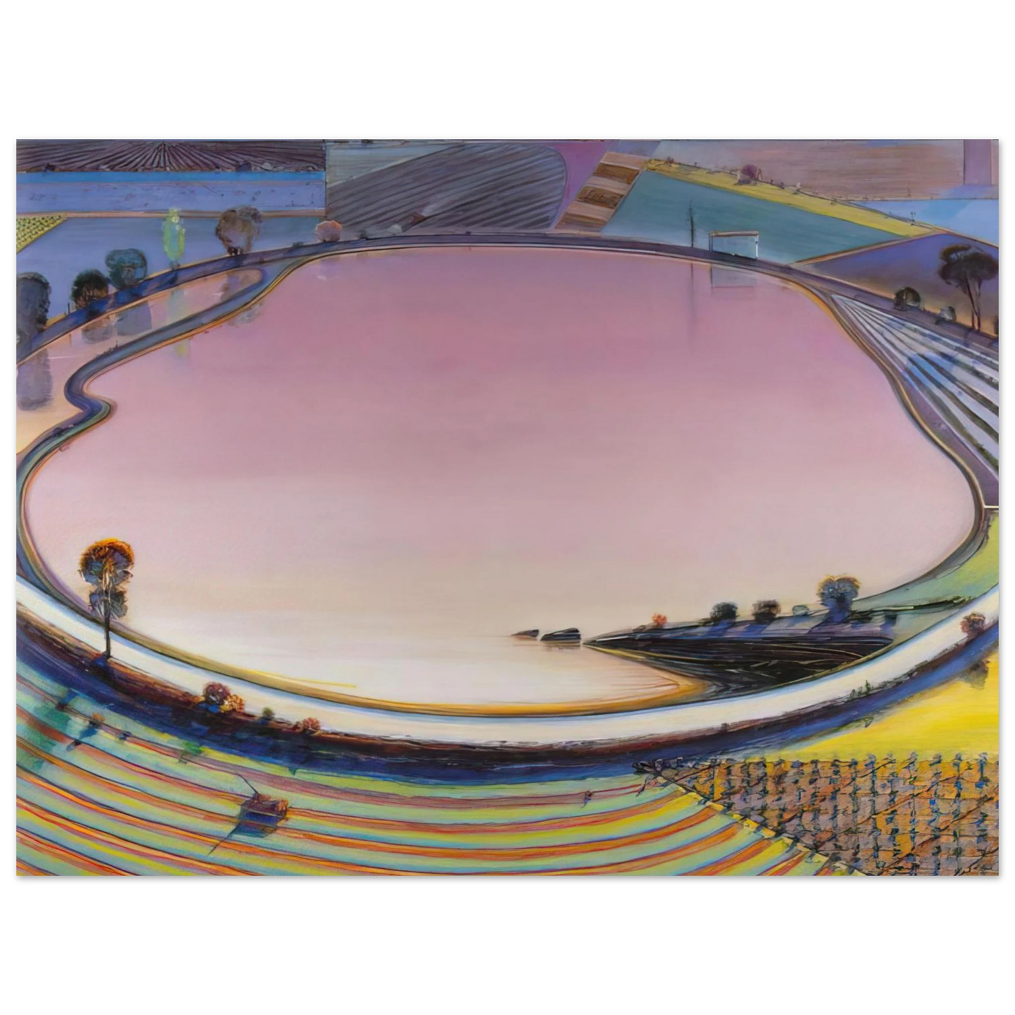 Wayne Thiebaud - Reservoir - 1999 Wall Art - 30x40 cm / 12x16 inches - Premium Wooden Framed Poster With Fine Art Paper-canvas - Black frame