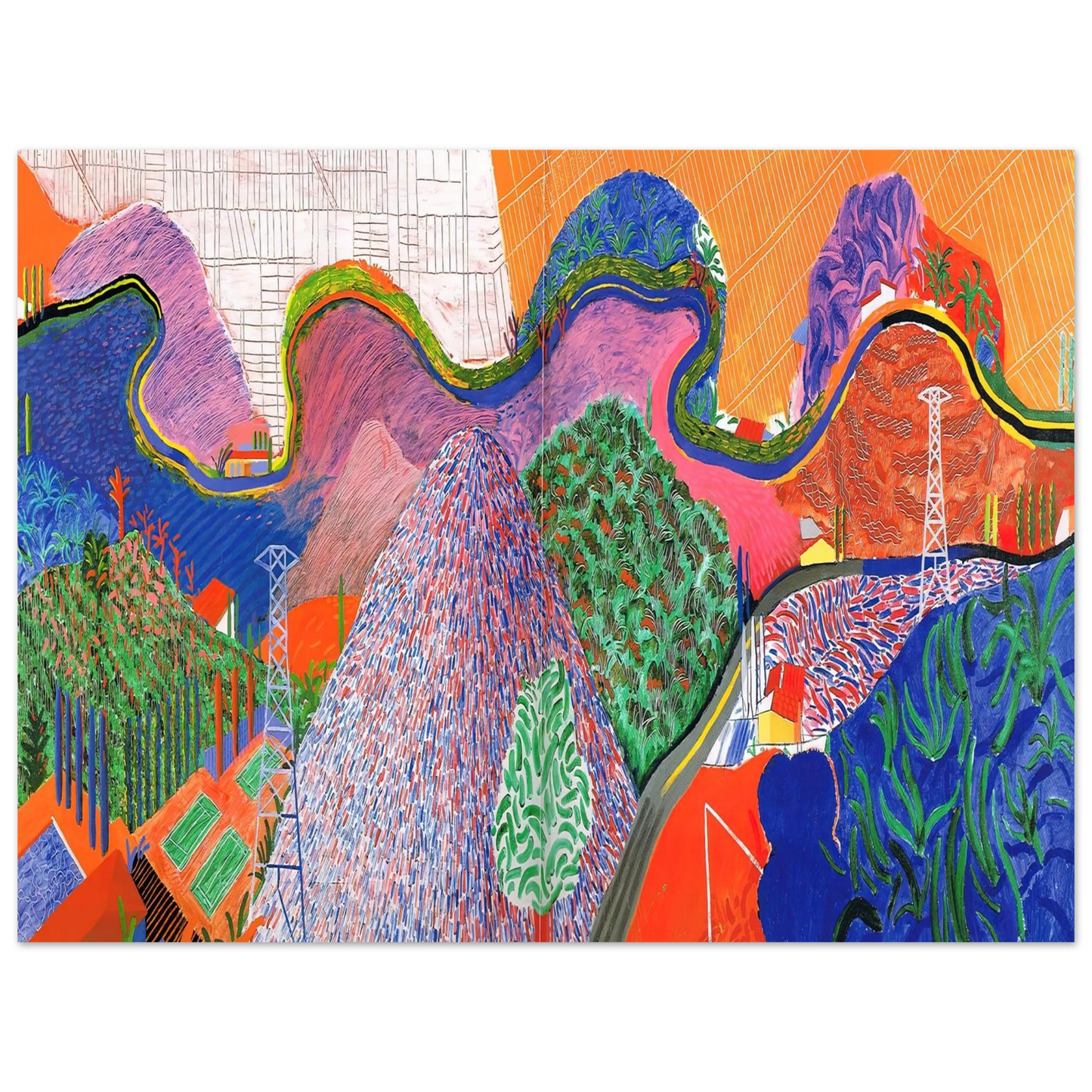 David Hockney - David Hockney Wall art - 45x60 cm / 18x24 inches - Premium Wooden Framed Poster With Fine Art Paper-canvas - White frame