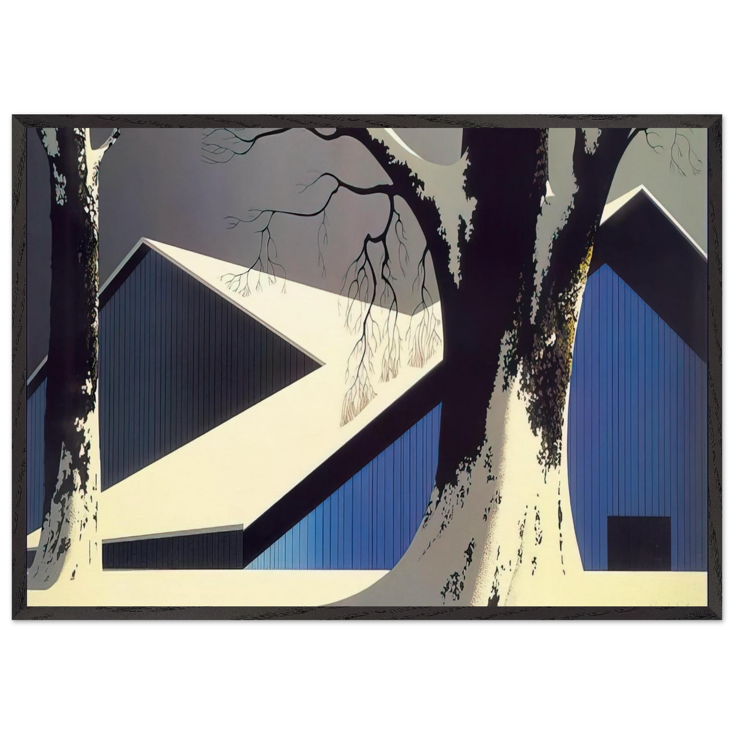 Winter Quiet - Eyvind Earle 70x100 cm / 28x40 inches Framed Art Print – Black Wooden Frame