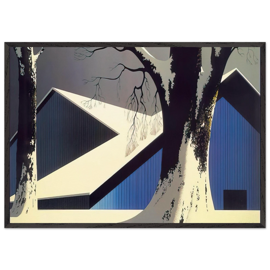 Winter Quiet - Eyvind Earle 70x100 cm / 28x40 inches Framed Art Print – Black Wooden Frame