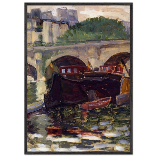 Barges - Henri-Edmond Cross 70x100 cm / 28x40 inches Framed Art Print – Black Wooden Frame