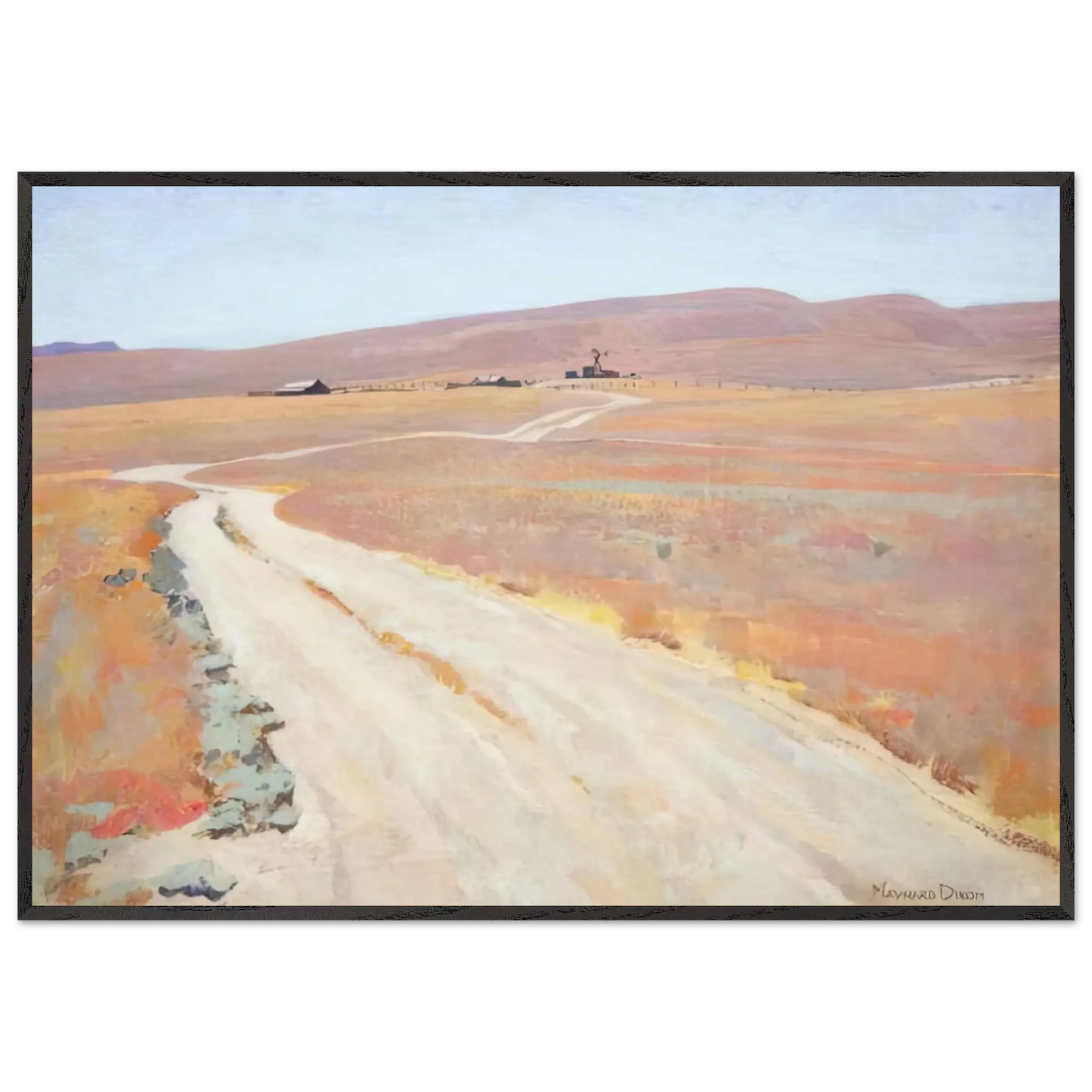 Maynard Dixon - ABANDONED RANCH 1935 Wall art - 45x60 cm / 18x24 Inches - Premium Wooden Framed Poster With Fine Art Paper - White frame