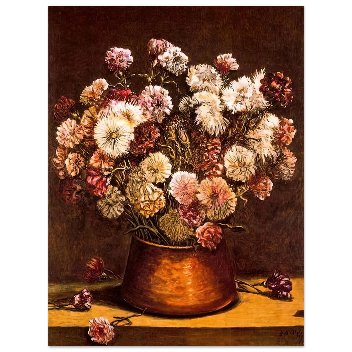 Giorgio de Chirico - STILL LIFE WITH FLOWERS IN COPPER BOWL  75x100 cm / 30x40inches Fine Art Poster