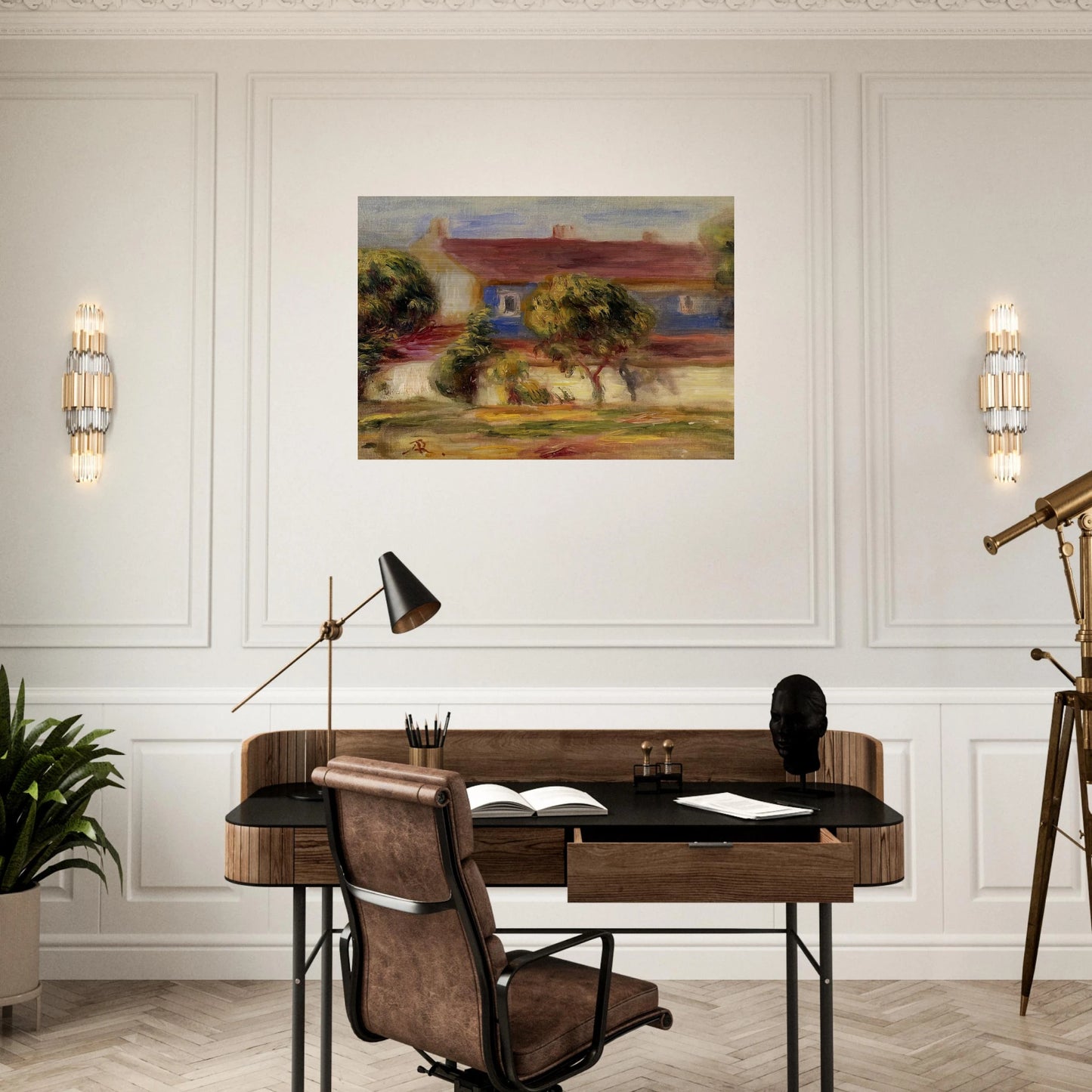 The Artist s House - Pierre-Auguste Renoir Brushed Aluminum Print - 70x100 cm / 28x40 inches | Pierre-Auguste Renoir Aluminum Print | Pierre-Auguste Renoir Prints