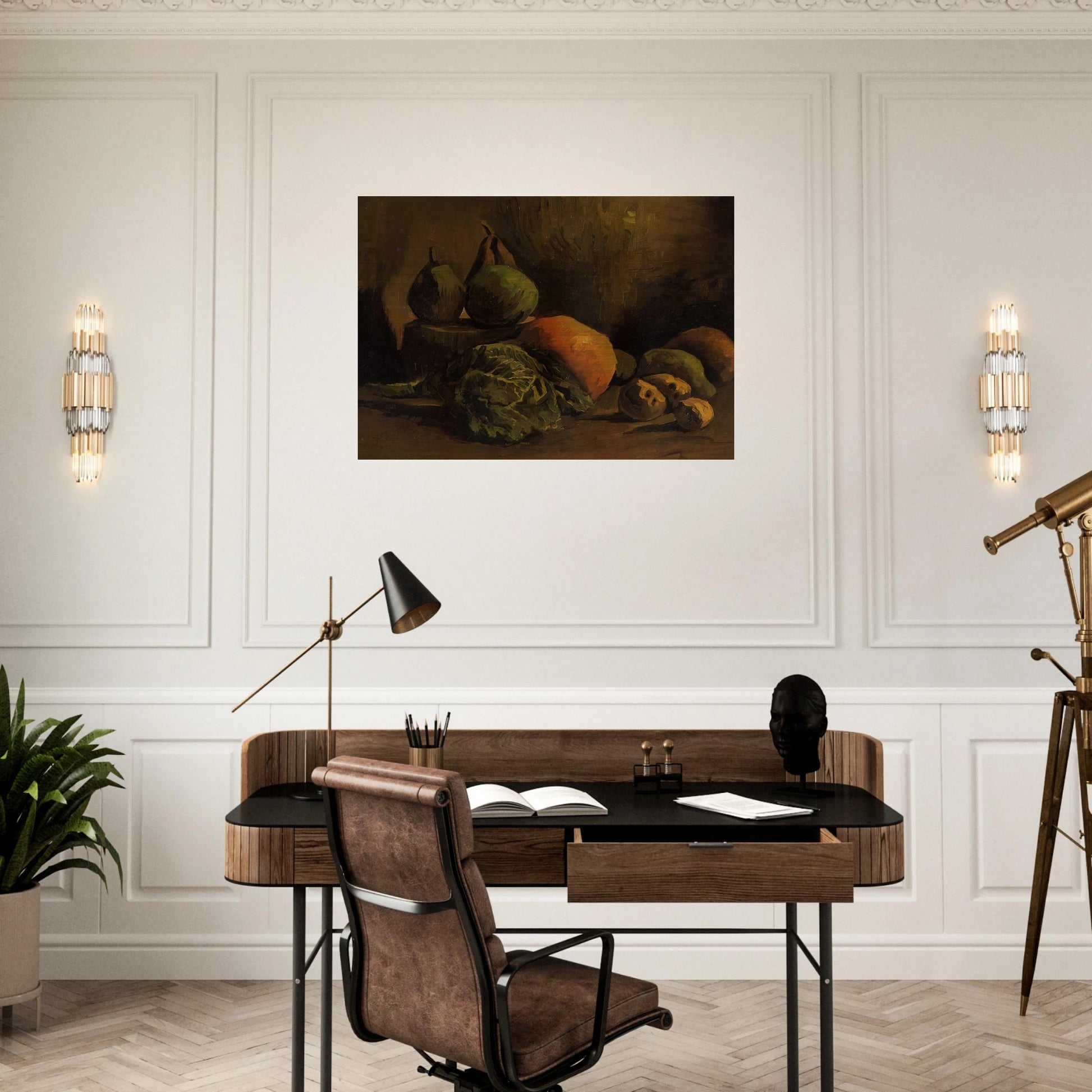 Still Life with Vegetables and Fruit - Vincent van Gogh Brushed Aluminum Print - 70x100 cm / 28x40 inches | Vincent van Gogh Aluminum Print | Vincent van Gogh Prints