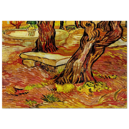 The Stone Bench in the Garden at Saint-Paul Hospital - Vincent van Gogh Brushed Aluminum Print - 70x100 cm / 28x40 inches | Vincent van Gogh Aluminum Print | Vincent van Gogh Prints