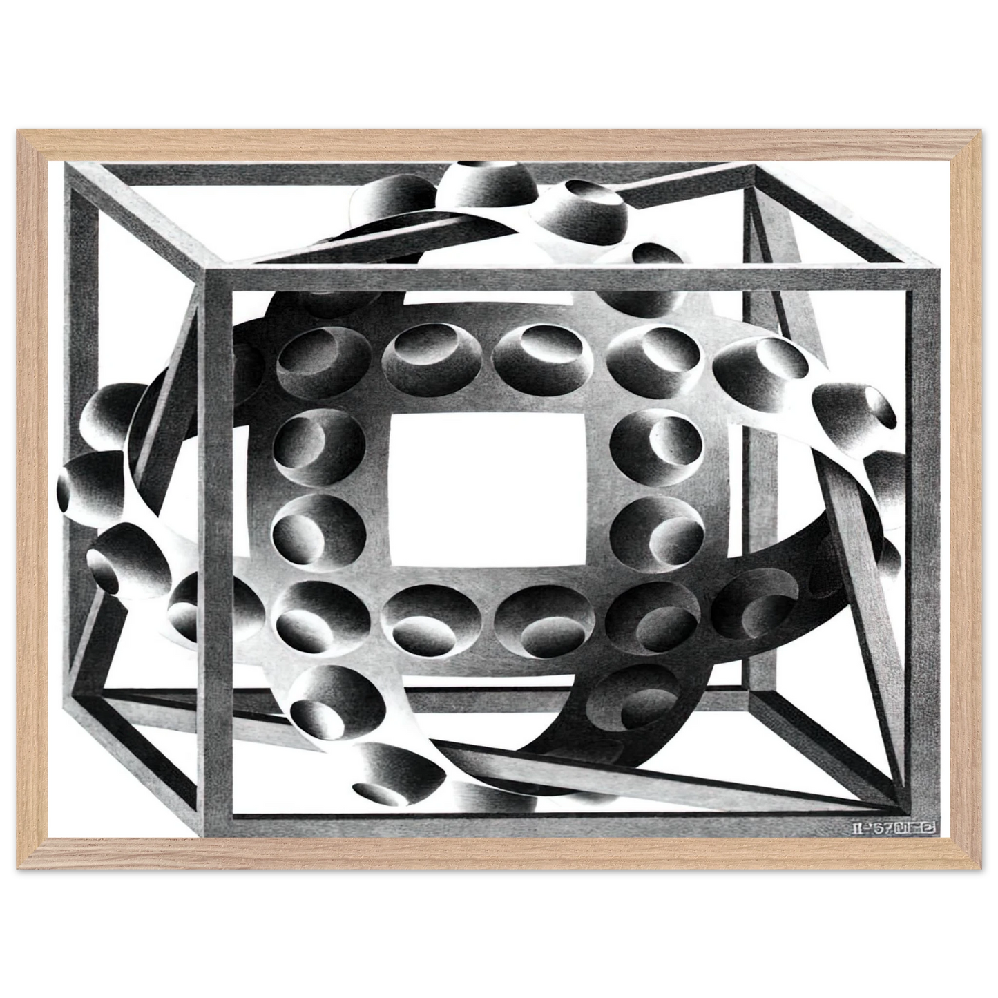 MC Escher - CUBE WITH MAGIC RIBBONS Wall Art - 60x80 cm / 24x32 inches - Fine Art Poster-canvas - -
