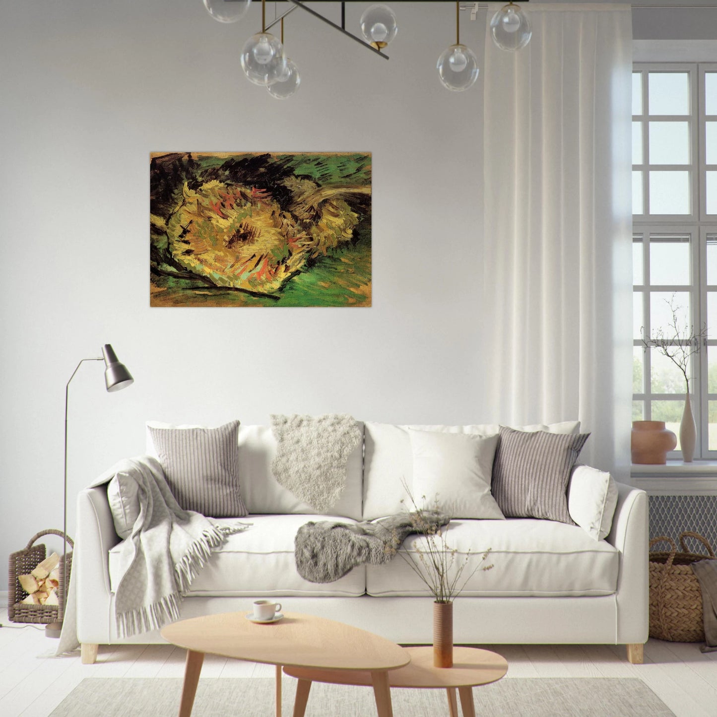 Two Cut Sunflowers - Vincent van Gogh Brushed Aluminum Print - 70x100 cm / 28x40 inches | Vincent van Gogh Aluminum Print | Vincent van Gogh Prints