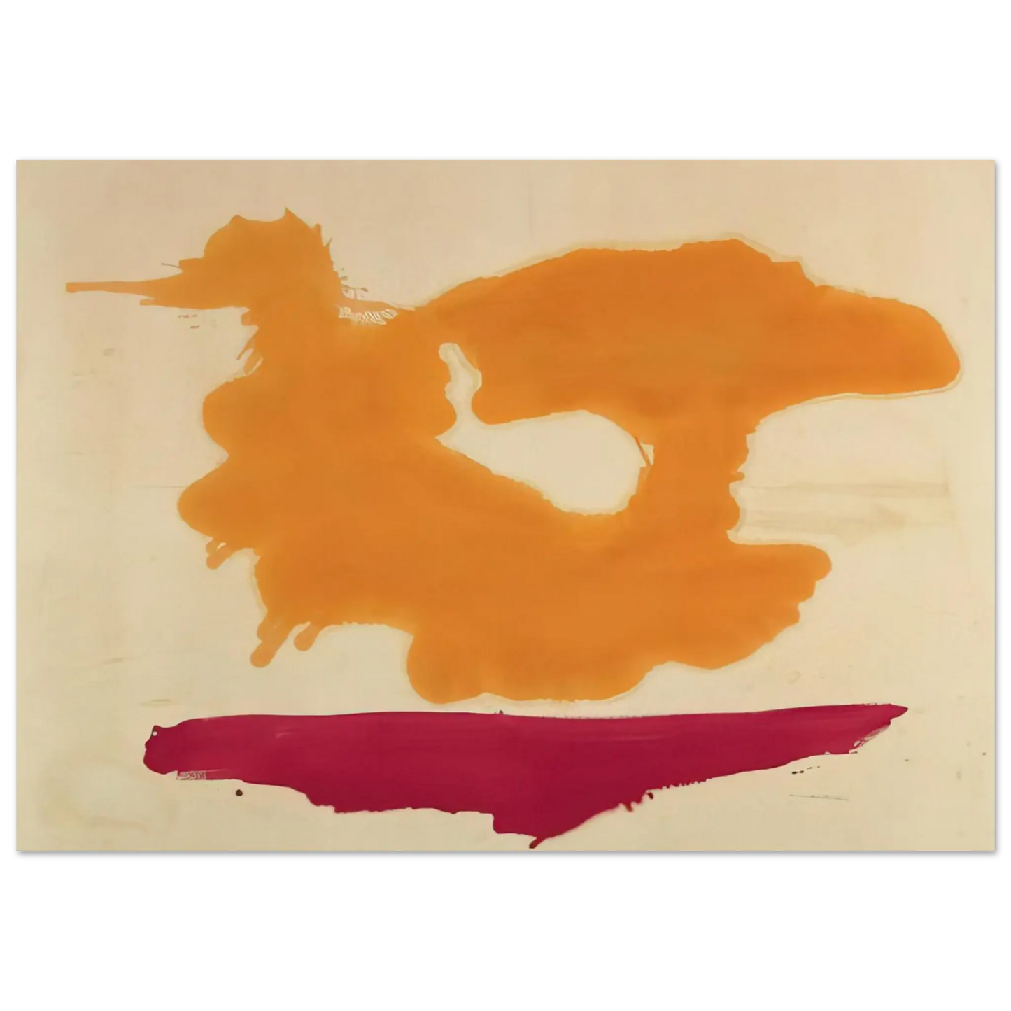 Helen Frankenthaler - Only Orange - 1963 Wall art - 13x18 cm / 5x7 Inches - Premium Wooden Framed Poster With Fine Art Paper - White frame