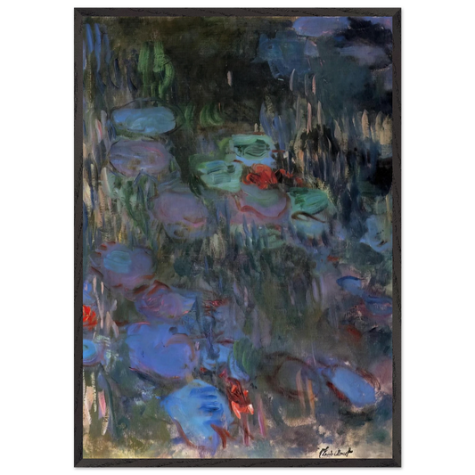Water Lilies Reflections of Weeping Willows right half - claude monet 70x100 cm / 28x40 inches Framed Art Print – Black Wooden Frame