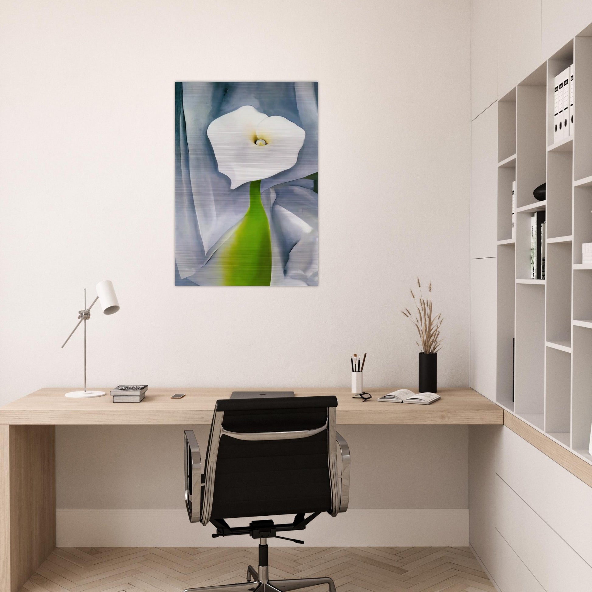 Calla Lily on Grey - Georgia O'Keeffe Brushed Aluminum Print - 70x100 cm / 28x40 inches | Georgia O'Keeffe Aluminum Print | Georgia O'Keeffe Prints