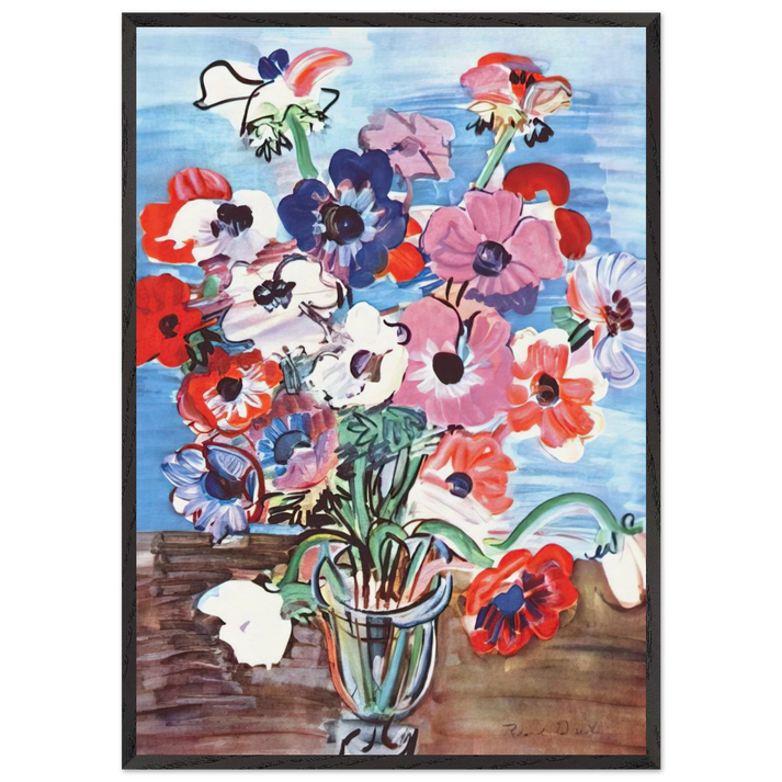 ANEMONES 1937 - Raoul Dufy 70x100 cm / 28x40 inches Framed Art Print – Black Wooden Frame