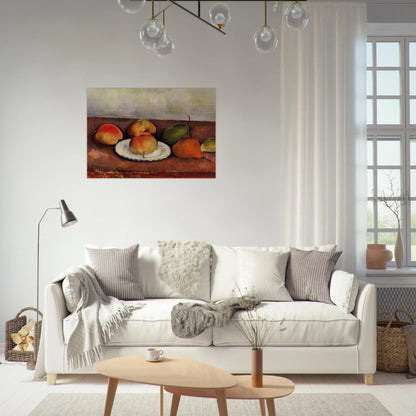 Still Life Plate and Fruit - Paul Cézanne Brushed Aluminum Print - 70x100 cm / 28x40 inches | Paul Cézanne Aluminum Print | Paul Cézanne Prints