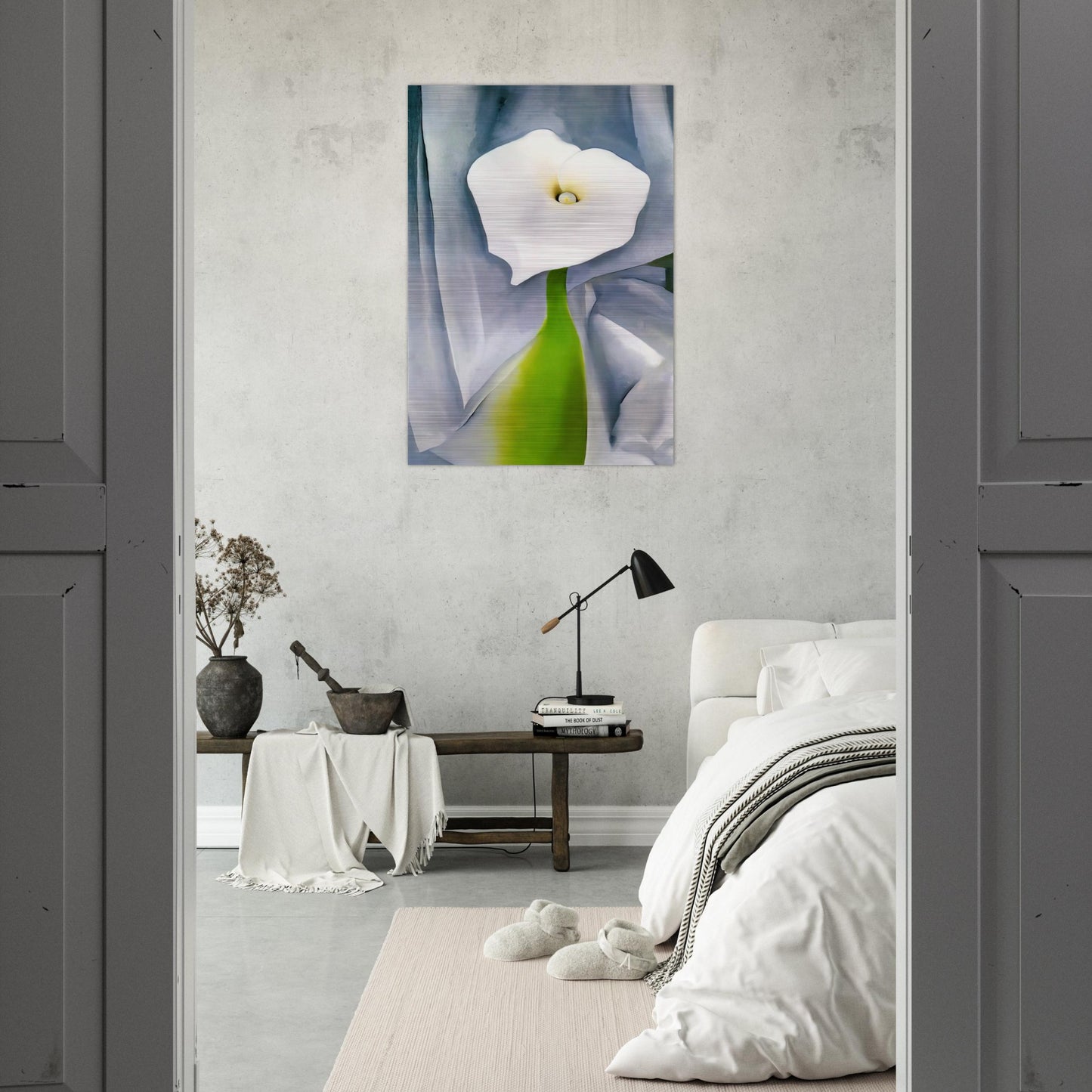 Calla Lily on Grey - Georgia O'Keeffe Brushed Aluminum Print - 70x100 cm / 28x40 inches | Georgia O'Keeffe Aluminum Print | Georgia O'Keeffe Prints