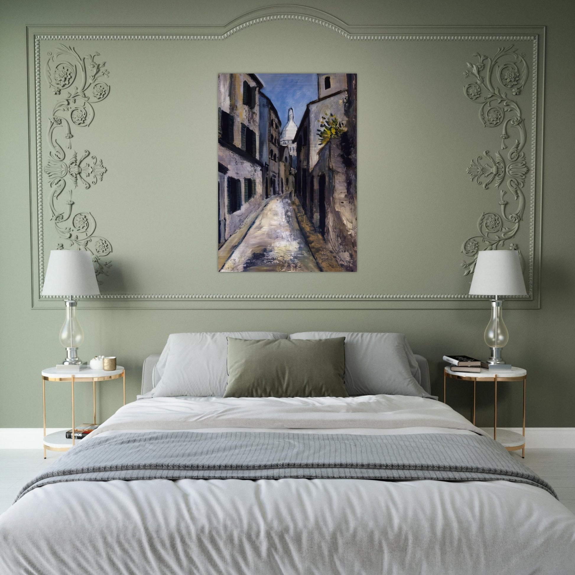 SAINT RUSTIQUE STREET - Maurice Utrillo Brushed Aluminum Print - 70x100 cm / 28x40 inches | Maurice Utrillo Aluminum Print | Maurice Utrillo Prints
