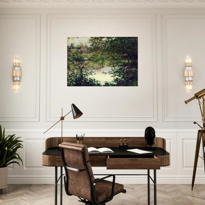 Ile de La Grande Jatte Through the Trees - claude monet Brushed Aluminum Print - 70x100 cm / 28x40 inches | claude monet Aluminum Print | claude monet Prints