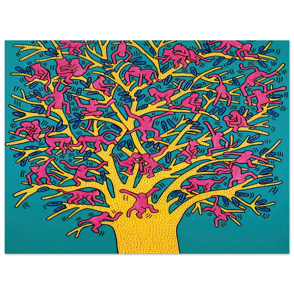 Keith Haring - THE TREE OF MONKEYS  75x100 cm / 30x40inches Fine Art Poster