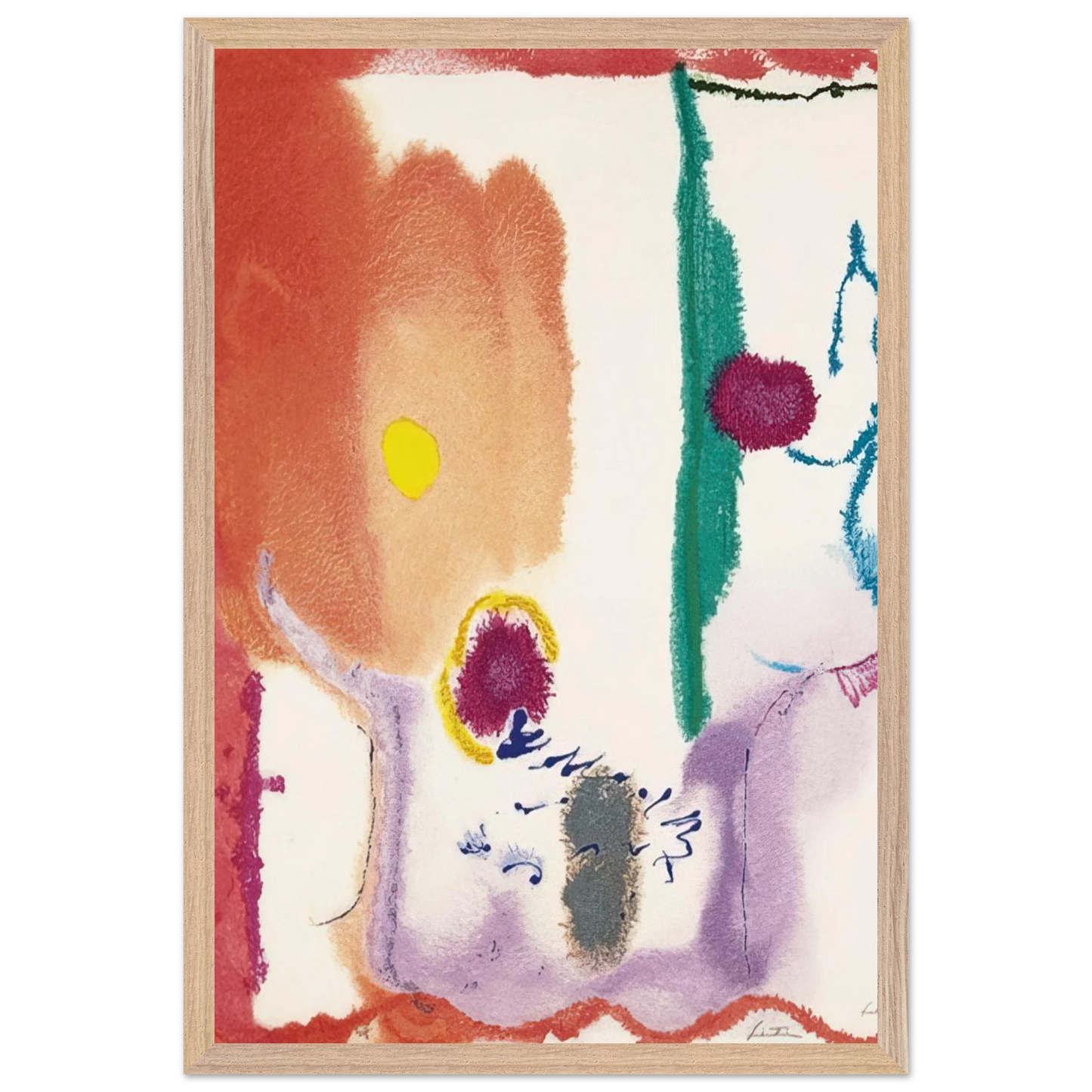 Helen Frankenthaler - Beginnings - 2002 Wall art - 70x100 cm / 28x40 inches - Premium Wooden Framed Poster With Fine Art Paper - Black frame