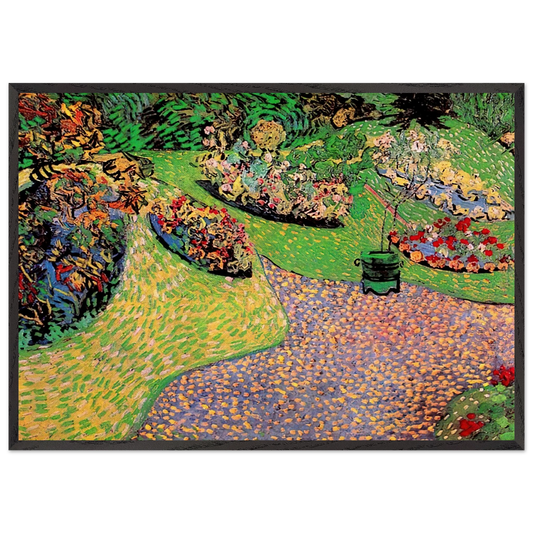Garden in Auvers - Vincent van Gogh 70x100 cm / 28x40 inches Framed Art Print – Black Wooden Frame