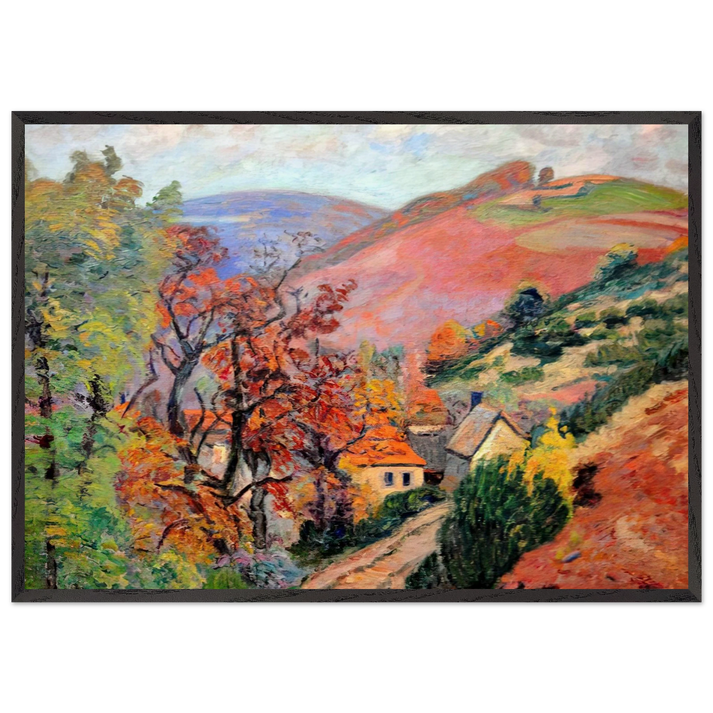 Mountain Landscape - Pontgibaud village in Peschadoire - Armand Guillaumin 70x100 cm / 28x40 inches Framed Art Print – Black Wooden Frame