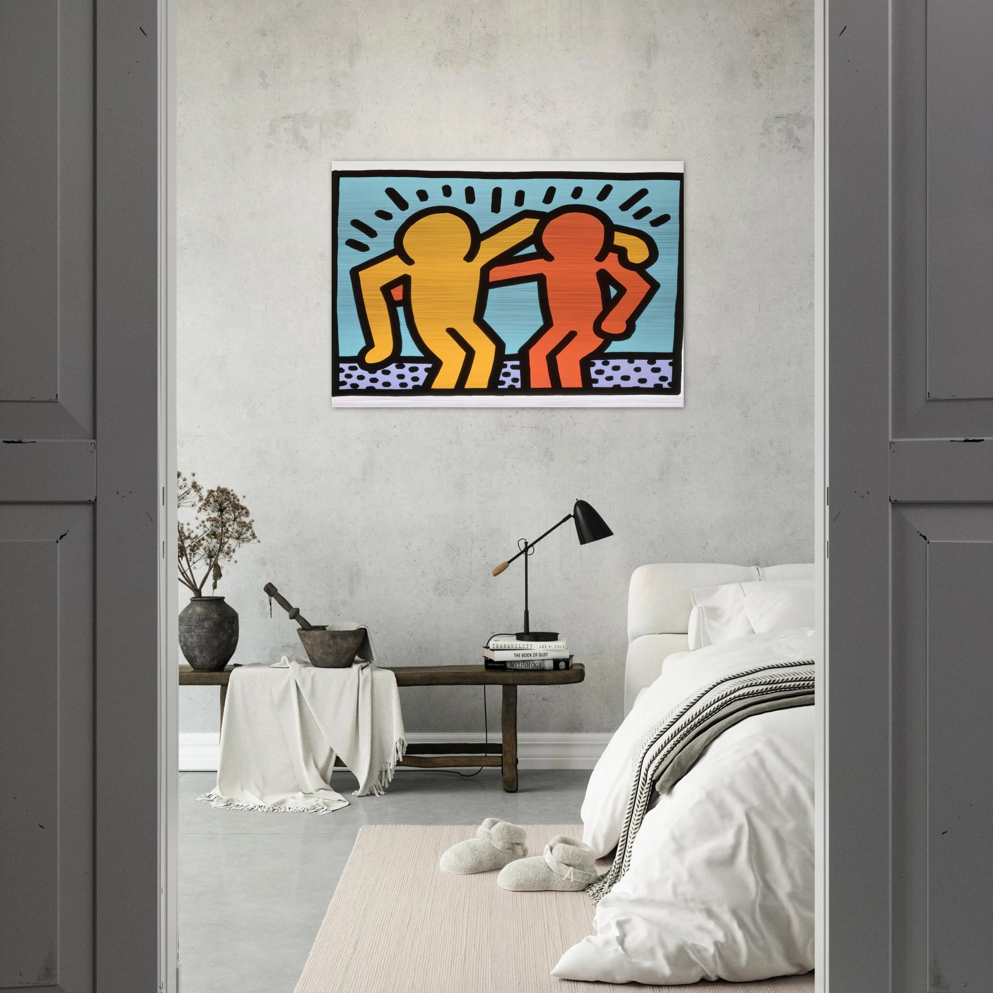 BEST BUDDIES 1990 - Keith Haring Brushed Aluminum Print - 70x100 cm / 28x40 inches | Keith Haring Aluminum Print | Keith Haring Prints