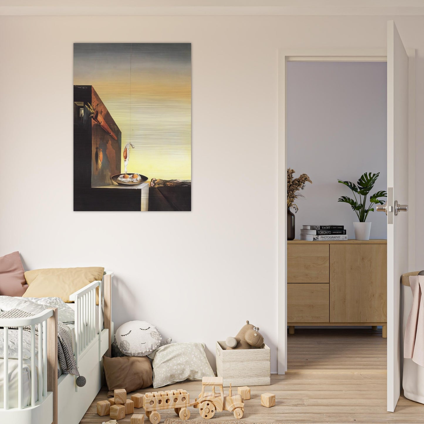 EGGS ON PLATE WITHOUT THE FLAT - Salvador Dali Brushed Aluminum Print - 70x100 cm / 28x40 inches | Salvador Dali Aluminum Print | Salvador Dali Prints