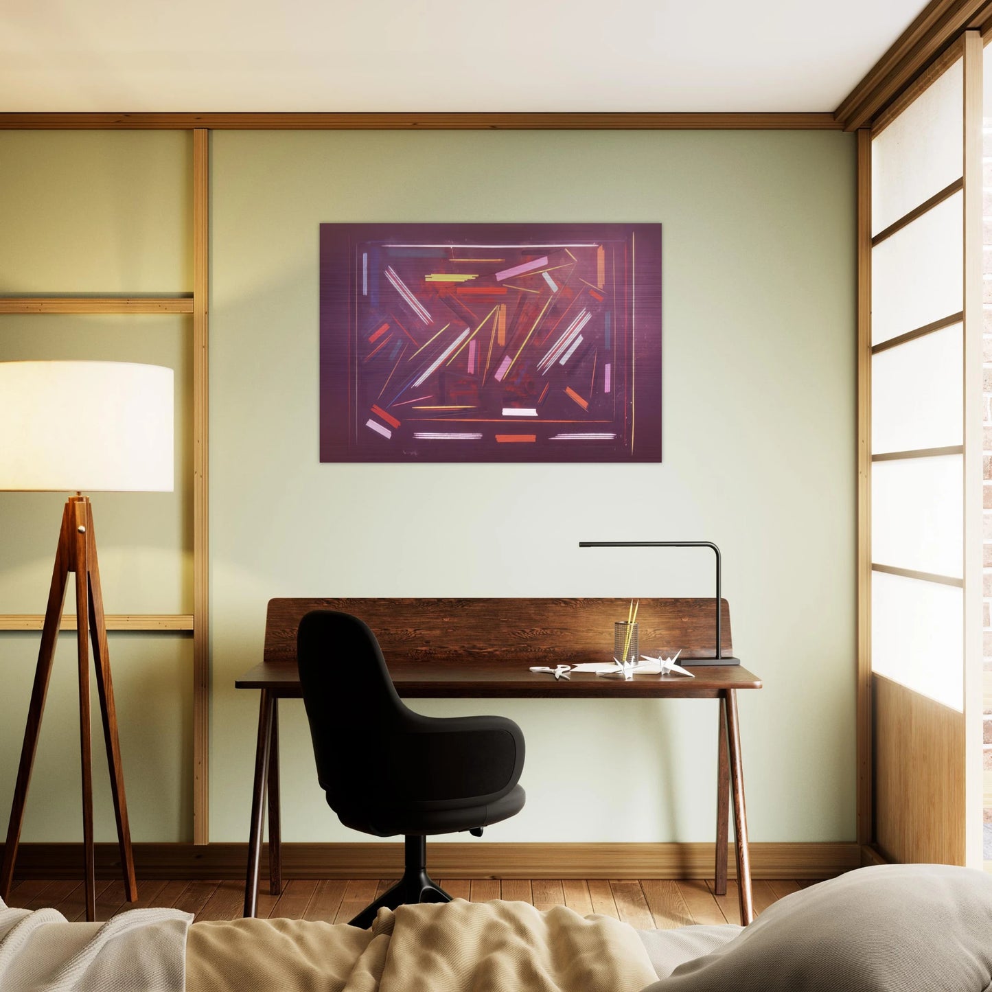 Brown Line Painting - 1968 - Ronnie Landfield Brushed Aluminum Print - 70x100 cm / 28x40 inches | Ronnie Landfield Aluminum Print | Ronnie Landfield Prints