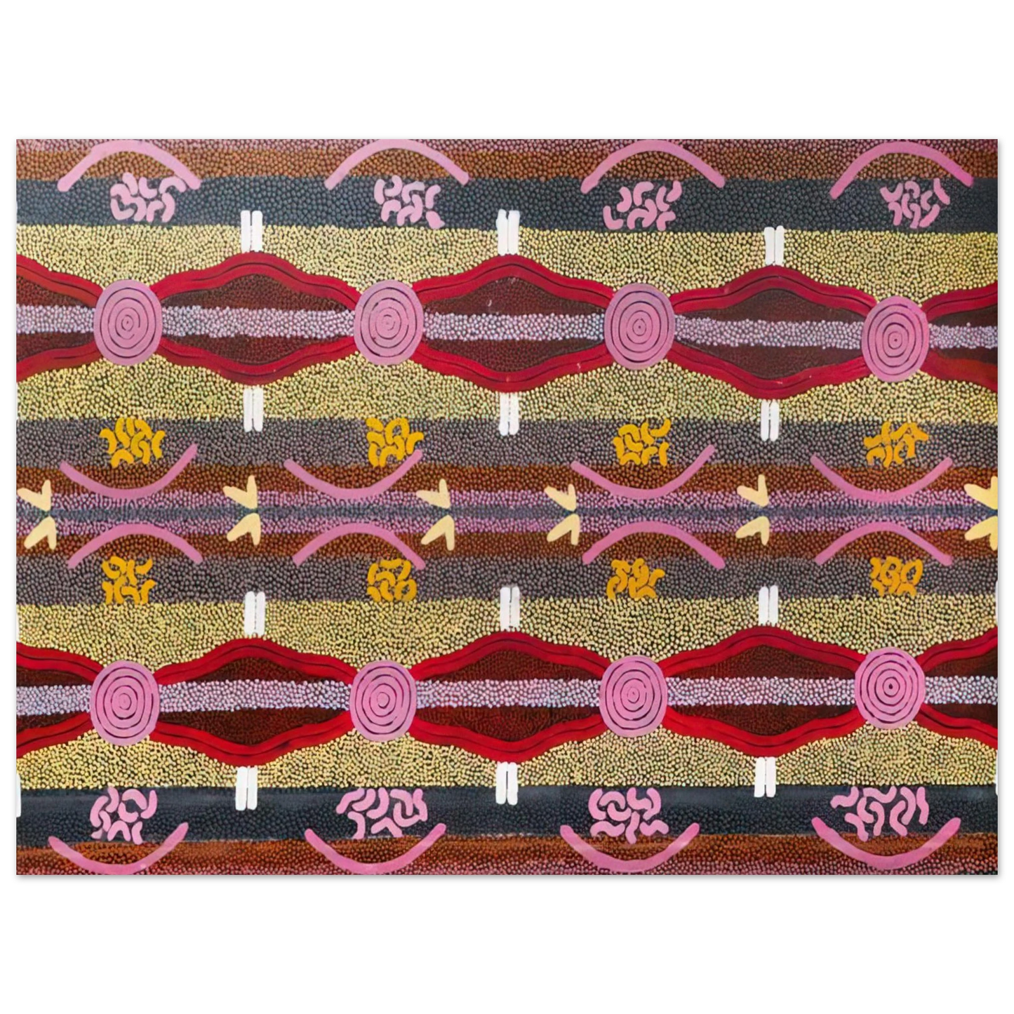 Clifford Possum Tjapaltjarri - Rock Wallaby  Lightning Dreaming, Mount Wedge - 1995  75x100 cm / 30x40inches Fine Art Poster