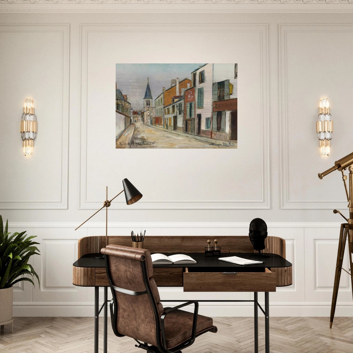 RUE JEAN DURAND ET LEGLISE STAINS SEINE SAINT DENIS 1940 - Maurice Utrillo Brushed Aluminum Print - 70x100 cm / 28x40 inches | Maurice Utrillo Aluminum Print | Maurice Utrillo Prints