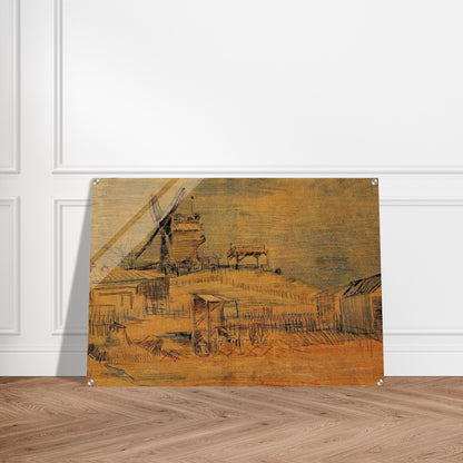 Gardens on Montmartre and the Blute-Fin Windmill - Vincent van Gogh Acrylic Print - 70x100 cm / 28x40″ inches