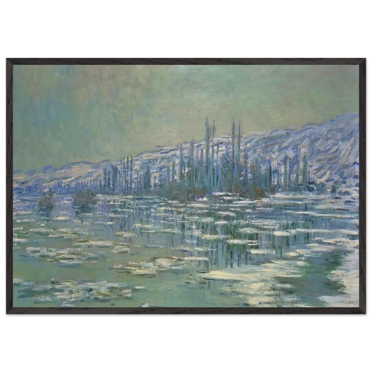 Ice Floes on Siene - claude monet 70x100 cm / 28x40 inches Framed Art Print – Black Wooden Frame