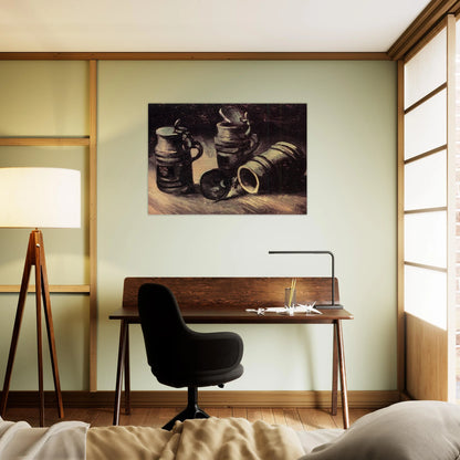 Beer Tankards - Vincent van Gogh Brushed Aluminum Print - 70x100 cm / 28x40 inches | Vincent van Gogh Aluminum Print | Vincent van Gogh Prints