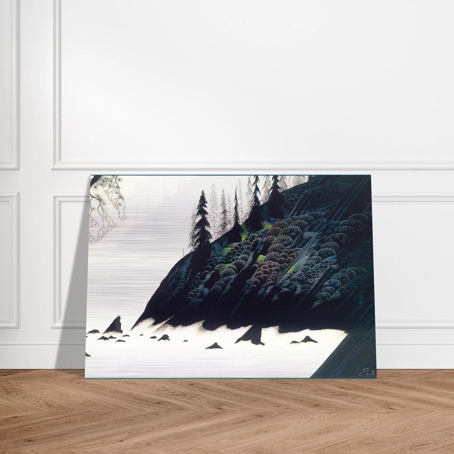 Spruce Redwoods and Pine - Eyvind Earle Brushed Aluminum Print - 70x100 cm / 28x40 inches | Eyvind Earle Aluminum Print | Eyvind Earle Prints