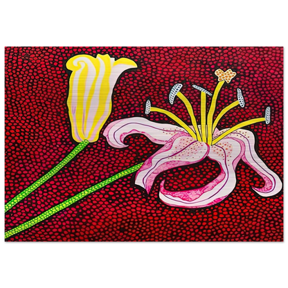 READY TO BLOSSOM IN THE MORNING 1989 - Yayoi Kusama Brushed Aluminum Print - 70x100 cm / 28x40 inches | Yayoi Kusama Aluminum Print | Yayoi Kusama Prints
