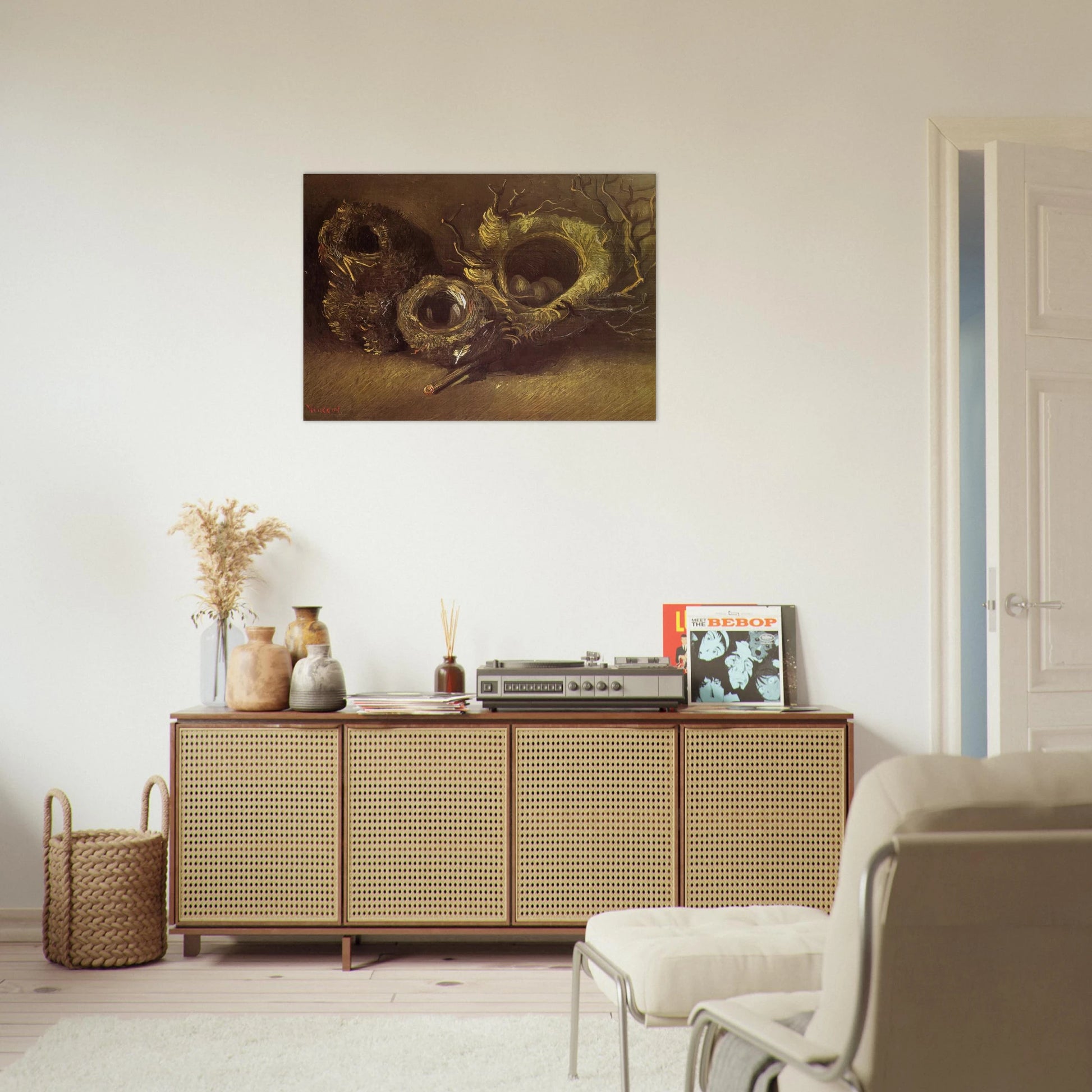 Still Life with Three Birds Nests - Vincent van Gogh Brushed Aluminum Print - 70x100 cm / 28x40 inches | Vincent van Gogh Aluminum Print | Vincent van Gogh Prints