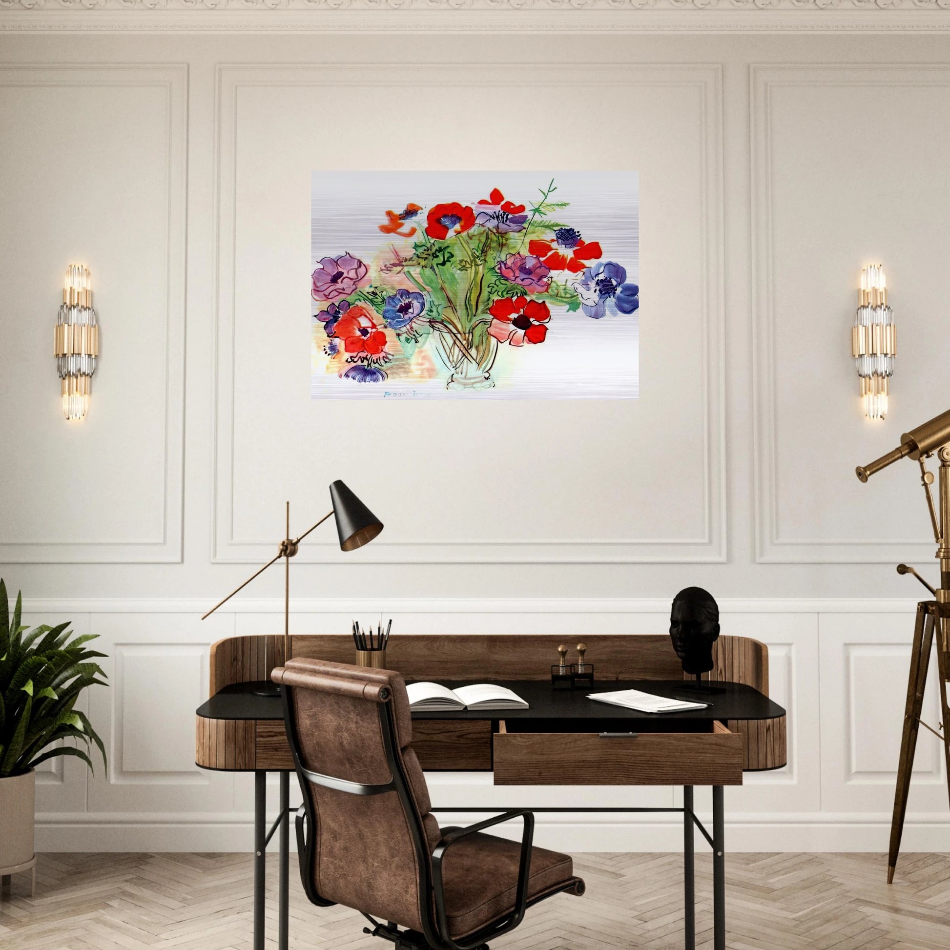 BOUQUET OF FLOWERS 1937 - Raoul Dufy Brushed Aluminum Print - 70x100 cm / 28x40 inches | Raoul Dufy Aluminum Print | Raoul Dufy Prints