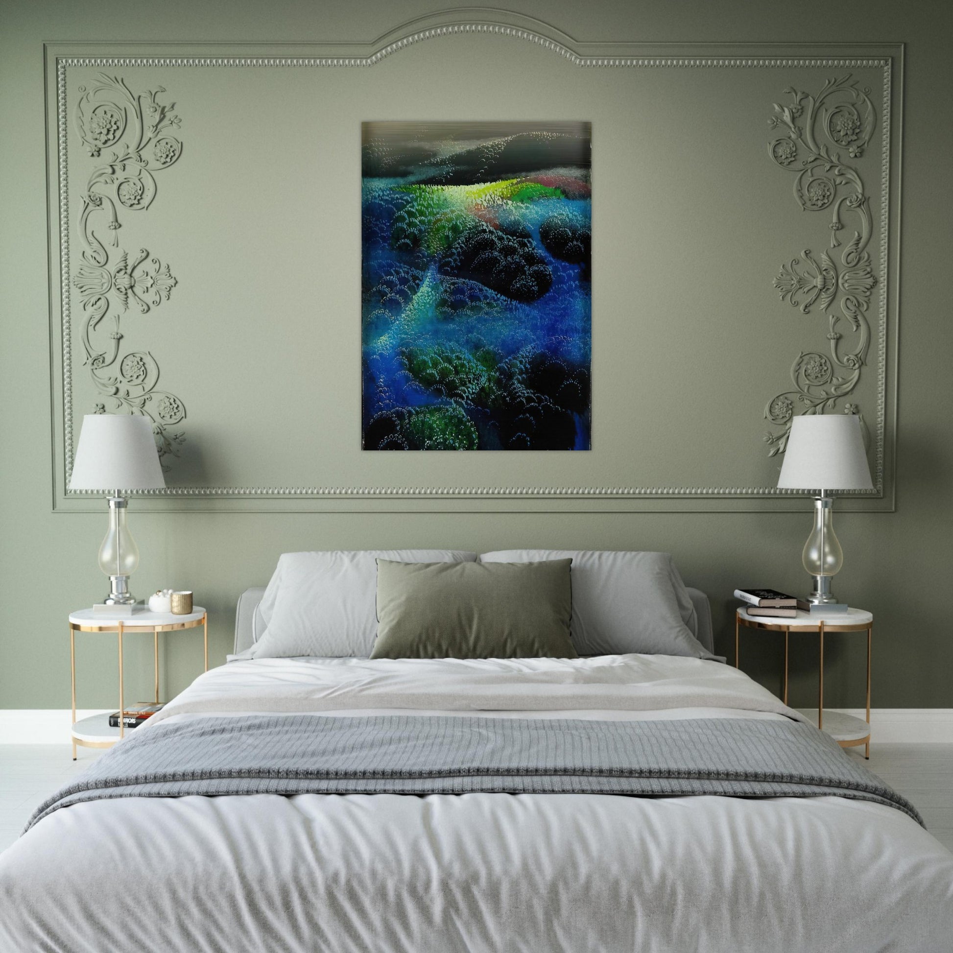 Fields Of Fog - Eyvind Earle Brushed Aluminum Print - 70x100 cm / 28x40 inches | Eyvind Earle Aluminum Print | Eyvind Earle Prints