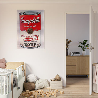 Campbell's Soup Can  Old Fashioned Vegetable  - Andy Warhol Brushed Aluminum Print - 70x100 cm / 28x40 inches | Andy Warhol Aluminum Print | Andy Warhol Prints